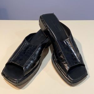 Cole Haan Black Croc Print Slides